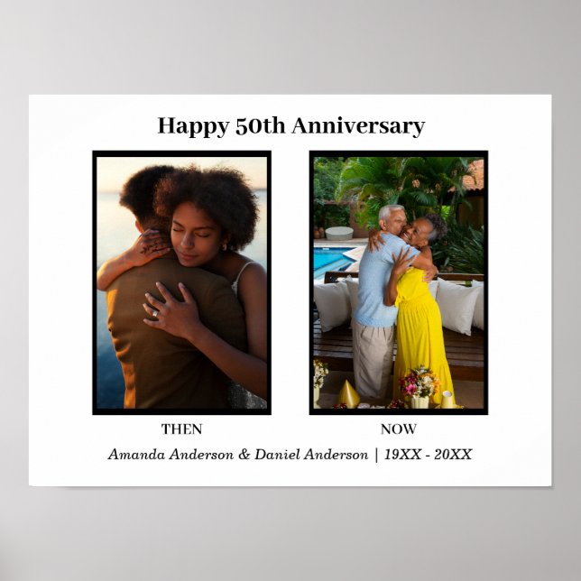 Affiche Collage photo noir et blanc pour anniversaire de m (Devant)