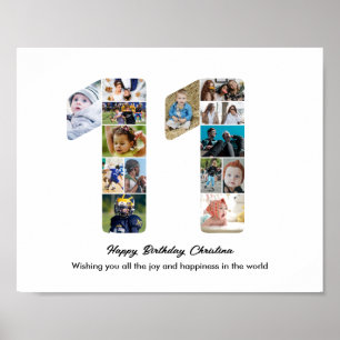 Affiche Collage photo numéro 11 pour fête d'anniversaire 1
