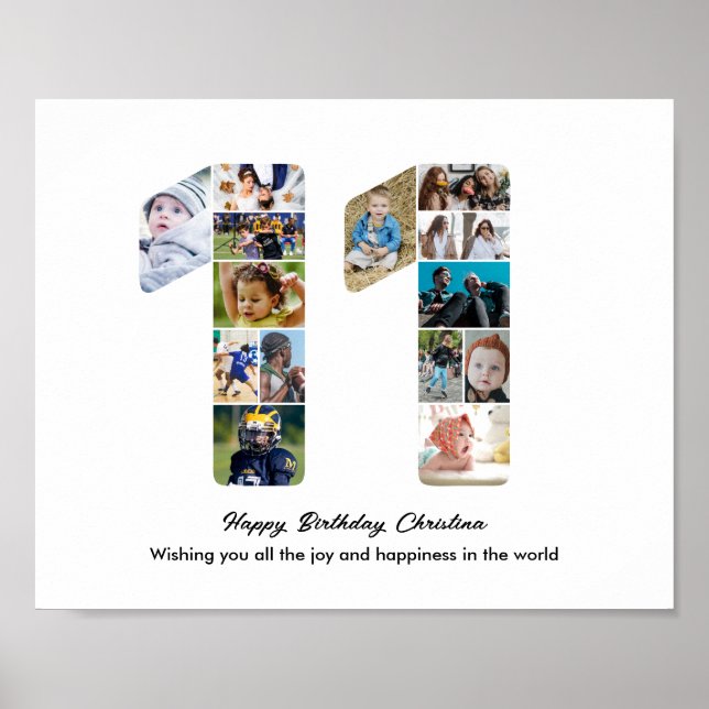 Affiche Collage photo numéro 11 pour fête d'anniversaire 1 (Devant)