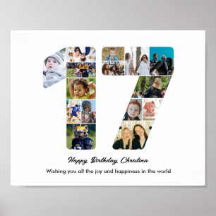 Affiche Collage photo numéro 17 pour fête des 17 ans