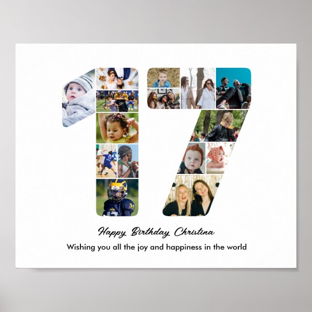 Affiche Collage photo numéro 17 pour fête des 17 ans (Devant)