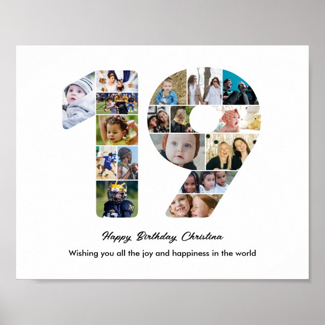 Affiche Collage photo numéro 19 pour fête d'anniversaire 1 (Devant)