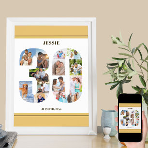 Affiche Collage photo numéro 30 Anniversaire 30 ans Neutre