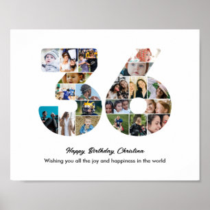 Affiche Collage photo numéro 36 pour fête d'anniversaire 3