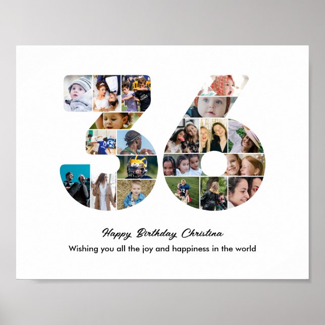 Affiche Collage photo numéro 36 pour fête d'anniversaire 3 (Devant)