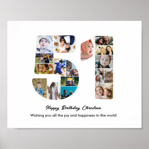 Affiche Collage photo numéro 51 pour fête d'anniversaire 5