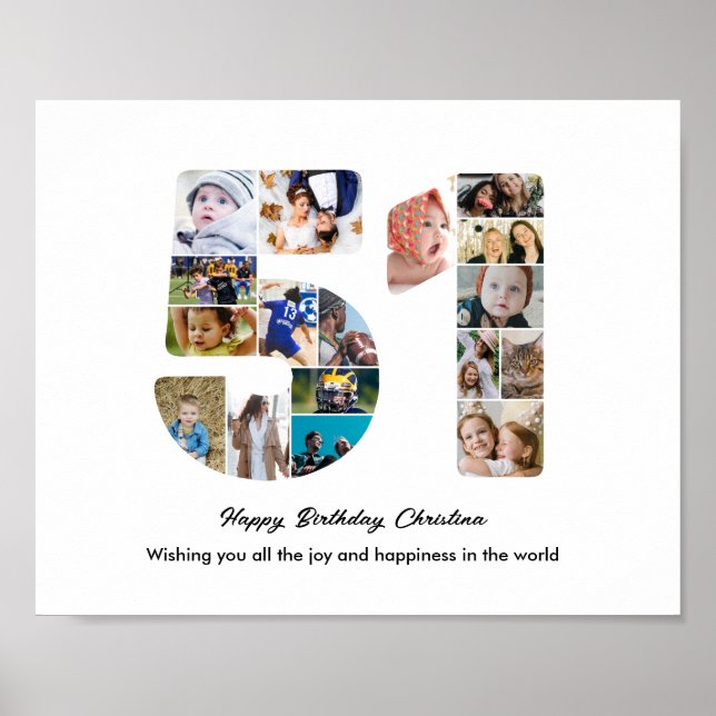 Affiche Collage photo numéro 51 pour fête d'anniversaire 5 (Devant)