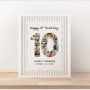 Affiche Collage photo numéro d'anniversaire tendance 10 16
