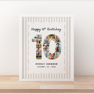 Affiche Collage photo numéro d'anniversaire tendance 10 16