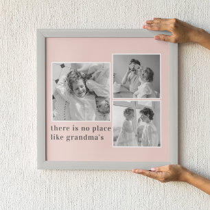 Affiche Collage Photo Pastel Pink Meilleur grand-mère Pois