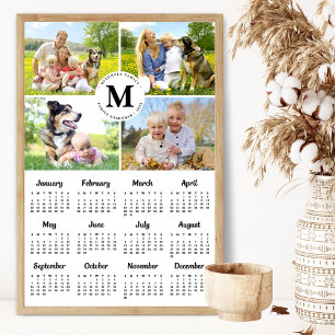 Affiche Collage photo personnalisé 2025 Monogramme Calendr
