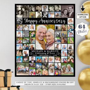 Affiche Collage photo personnalisé 64 pour anniversaire de