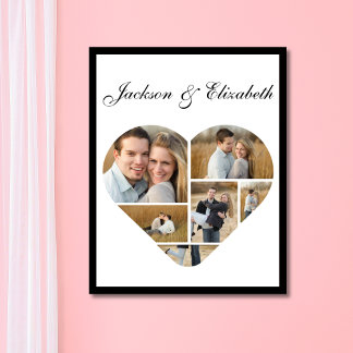 Affiche Collage photo personnalisé cœur amour capricieux