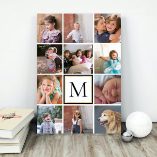 Affiche Collage photo personnalisé douze et monogramme