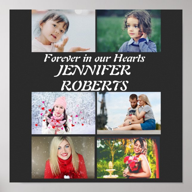 Affiche Collage photo personnalisé moderne Funéraire 6  (Devant)