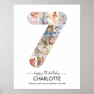 Affiche Collage photo personnalisé numéro 7 pour le 7ème a