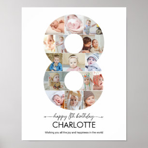 Affiche Collage photo personnalisé numéro 8 pour 8ème anni