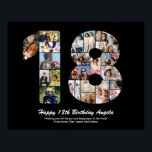 Affiche Collage photo personnalisé pour 18ème anniversaire<br><div class="desc">Marquez des années de merveilleux souvenirs et aventures avec ce captivant Collage Photo Numéro pour 18e Anniversaire. Ce modèle personnalisable est le mélange parfait de créativité et de sentiment, vous permettant de créer un cadeau vraiment mémorable et personnalisé pour le jour spécial de votre proche. Capturez l'essence d'années incroyables en...</div>
