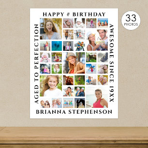 Affiche Collage photo personnalisé pour 33 ans d'anniversa