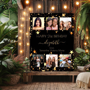 Affiche Collage photo personnalisé pour anniversaire noir