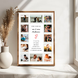 Affiche Collage photo personnalisé pour le 1er anniversair