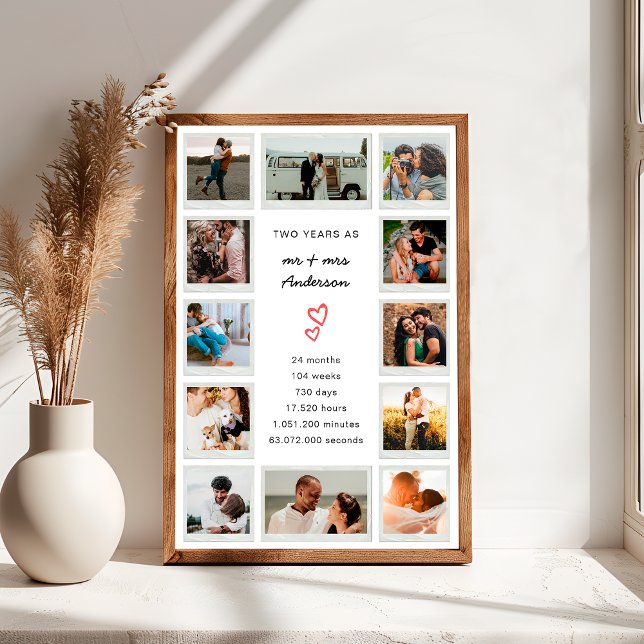 Affiche Collage photo personnalisé pour le 2ème anniversai (Créateur téléchargé)