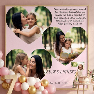 Affiche Collage photo personnalisé pour un 7ème anniversai