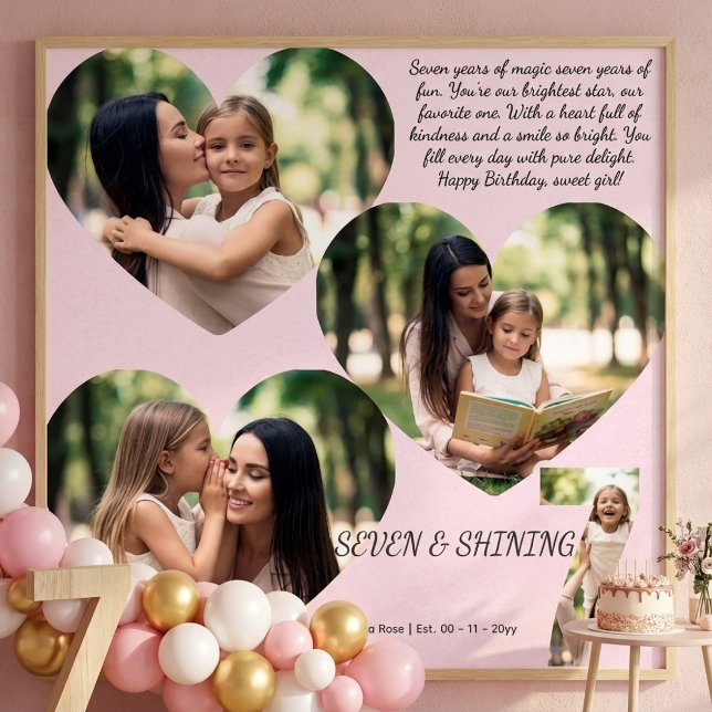 Affiche Collage photo personnalisé pour un 7ème anniversai (Créateur téléchargé)