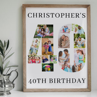 Affiche Collage photo pour 40e anniversaire Numéro 40 Pers