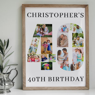 Affiche Collage photo pour 40e anniversaire Numéro 40 Pers