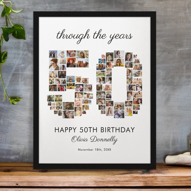 Affiche Collage photo pour 50 ans d'anniversaire heureux (Créateur téléchargé)