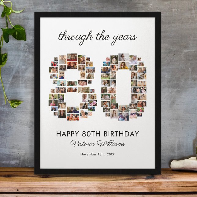 Affiche Collage photo pour 80e anniversaire (Créateur téléchargé)
