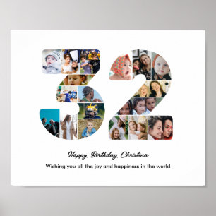 Affiche Collage photo pour la 32e fête d'anniversaire Numé