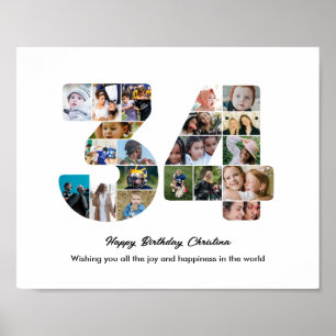 Affiche Collage photo pour la 34e fête d'anniversaire Numé