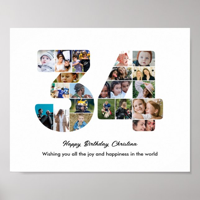 Affiche Collage photo pour la 34e fête d'anniversaire Numé (Devant)