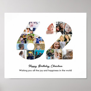 Affiche Collage photo pour la 62e fête d'anniversaire Numé