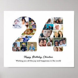 Affiche Collage photo pour la fête du 24e anniversaire Num