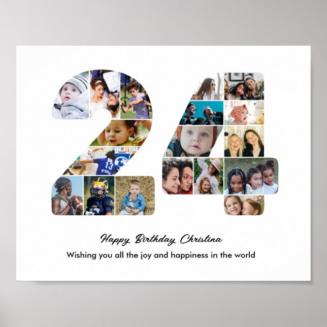 Affiche Collage photo pour la fête du 24e anniversaire Num (Devant)
