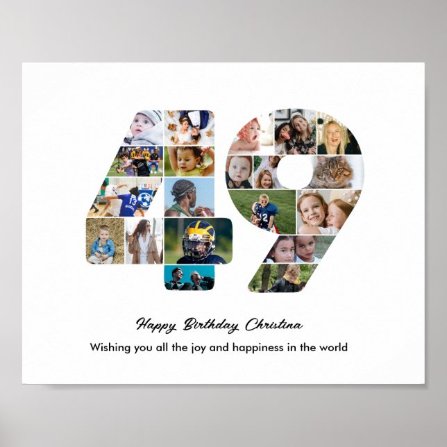 Affiche Collage photo pour la fête du 49e anniversaire Num (Devant)