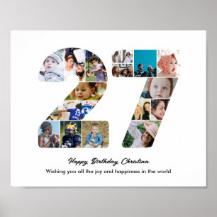 Affiche Collage photo pour le 27e anniversaire Numéro 27