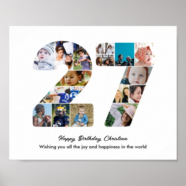 Affiche Collage photo pour le 27e anniversaire Numéro 27 (Devant)