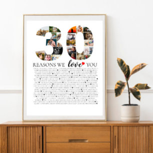 Affiche collage photo pour les 30 raisons pour lesquelles 