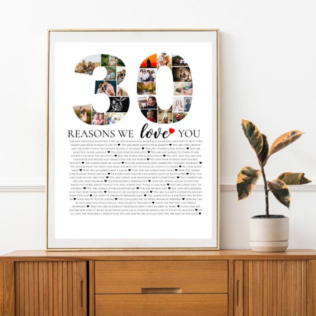 Affiche collage photo pour les 30 raisons pour lesquelles  (Créateur téléchargé)