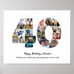 Affiche Collage photo pour les 40 ans avec le numéro 40