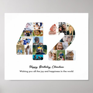 Affiche Collage photo pour les 42 ans avec le numéro 42