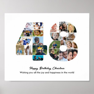 Affiche Collage photo pour les 48 ans avec le numéro 48