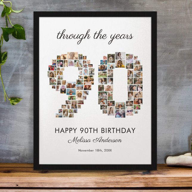Affiche Collage photo pour les 90 ans d'anniversaire (Créateur téléchargé)