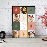 Affiche Collage photo sur mesure Pastel & Gold Christmas 5<br><div class="desc">Célébrez les fêtes avec style avec notre Poster festif. Un collage dynamique de 5 photos brille dans les pastels et l'or, avec les arbres de Noël et le message "Joyeux et brillant" dans la police sans-serif ludique. Customisez-le avec votre nom de famille et votre année pour un spectacle de vacances...</div>