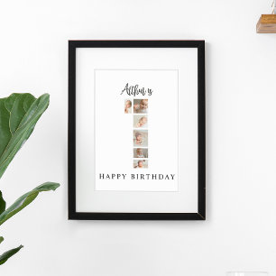 Affiche Collage photo tendance pour une fête de 1er annive