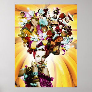 Affiche Collage Portrait Carmen Miranda